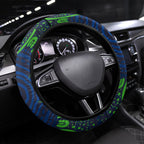 Barramundi Fishing Steering Wheel Cover Aboriginal Dot Art Fierce Fish