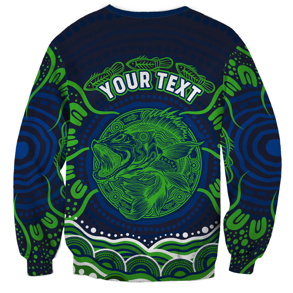 Personalised Barramundi Fishing Sweatshirt Aboriginal Dot Art Fierce Fish