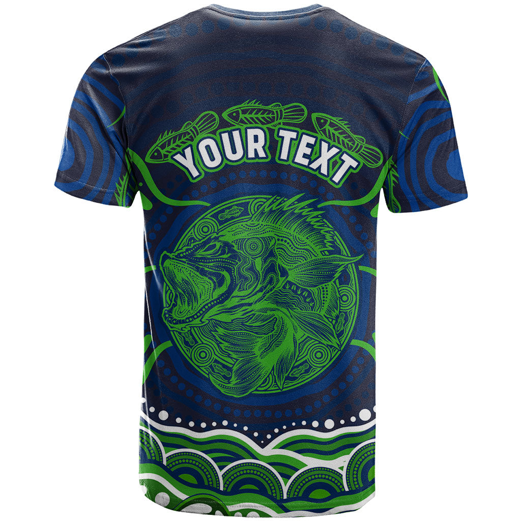 Personalised Barramundi Fishing T Shirt Aboriginal Dot Art Fierce Fish