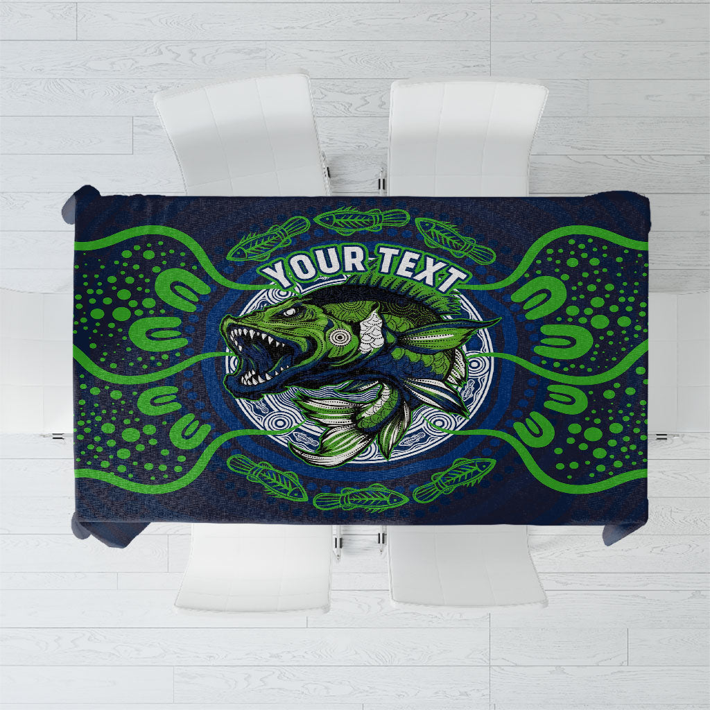 Personalised Barramundi Fishing Tablecloth Aboriginal Dot Art Fierce Fish
