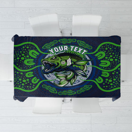 Personalised Barramundi Fishing Tablecloth Aboriginal Dot Art Fierce Fish