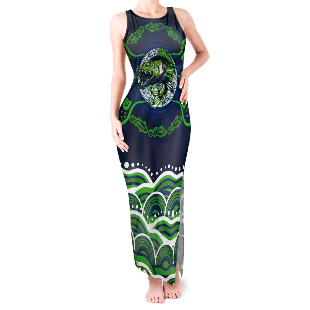 Personalised Barramundi Fishing Tank Maxi Dress Aboriginal Dot Art Fierce Fish