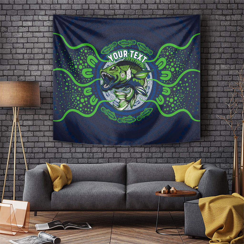 Personalised Barramundi Fishing Tapestry Aboriginal Dot Art Fierce Fish