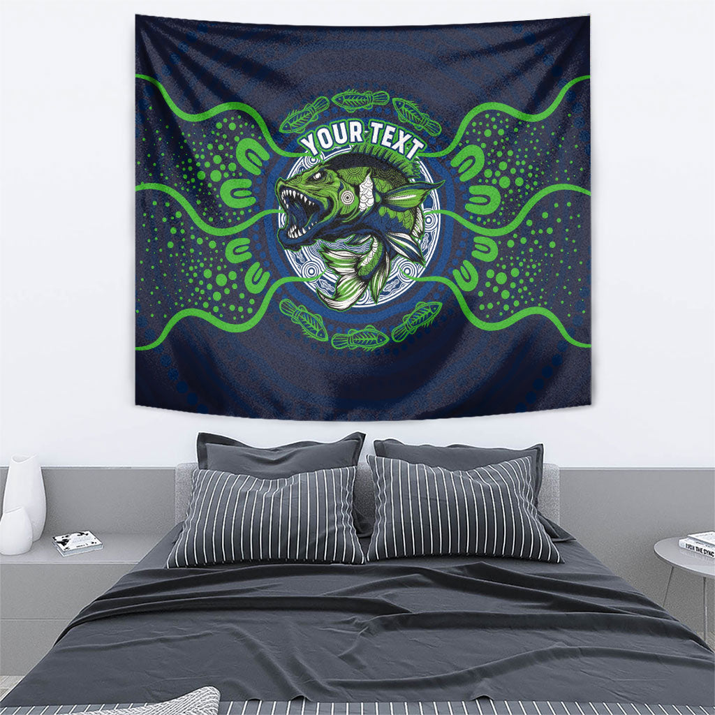 Personalised Barramundi Fishing Tapestry Aboriginal Dot Art Fierce Fish