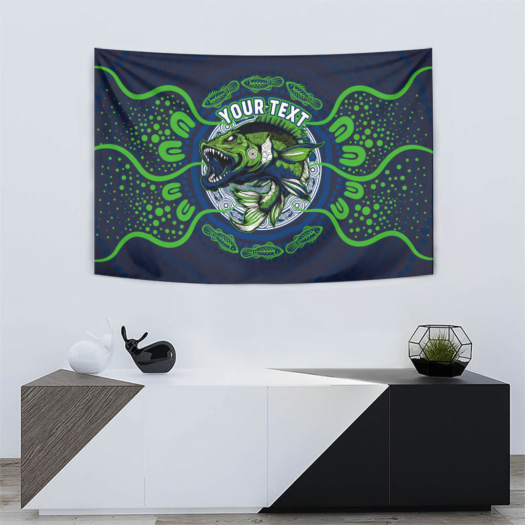Personalised Barramundi Fishing Tapestry Aboriginal Dot Art Fierce Fish