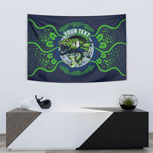 Personalised Barramundi Fishing Tapestry Aboriginal Dot Art Fierce Fish