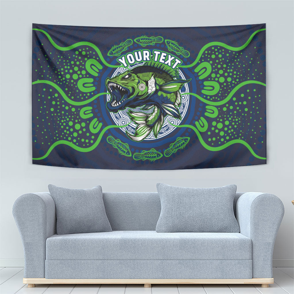 Personalised Barramundi Fishing Tapestry Aboriginal Dot Art Fierce Fish