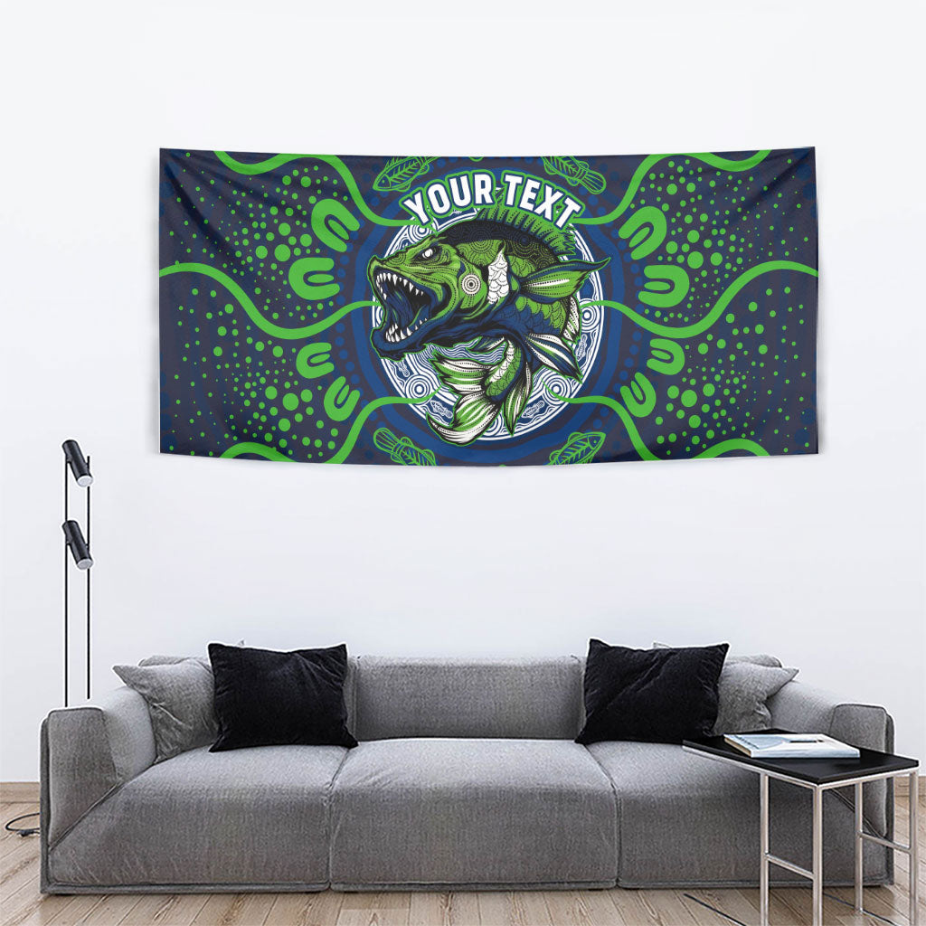 Personalised Barramundi Fishing Tapestry Aboriginal Dot Art Fierce Fish