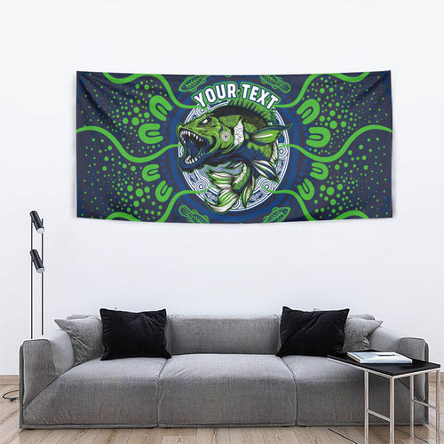 Personalised Barramundi Fishing Tapestry Aboriginal Dot Art Fierce Fish