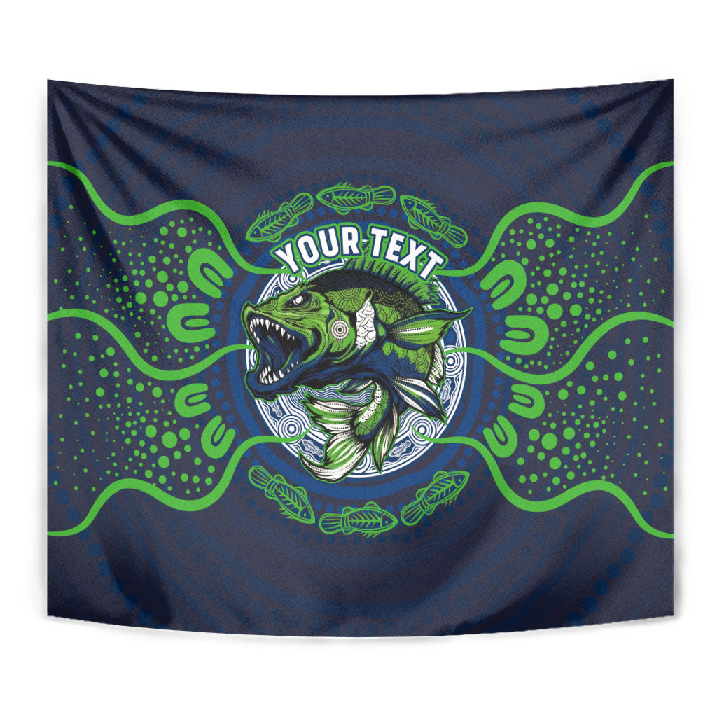 Personalised Barramundi Fishing Tapestry Aboriginal Dot Art Fierce Fish
