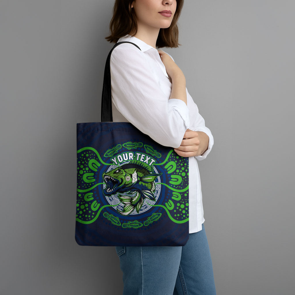 Personalised Barramundi Fishing Tote Bag Aboriginal Dot Art Fierce Fish