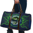 Personalised Barramundi Fishing Travel Bag Aboriginal Dot Art Fierce Fish