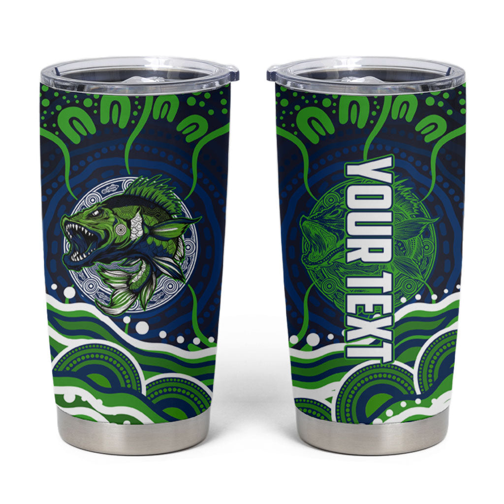Personalised Barramundi Fishing Tumbler Cup Aboriginal Dot Art Fierce Fish