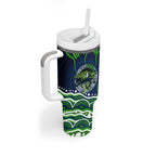 Personalised Barramundi Fishing Tumbler With Handle Aboriginal Dot Art Fierce Fish