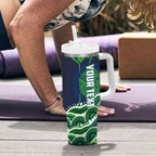 Personalised Barramundi Fishing Tumbler With Handle Aboriginal Dot Art Fierce Fish