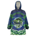 Personalised Barramundi Fishing Wearable Blanket Hoodie Aboriginal Dot Art Fierce Fish