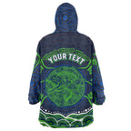 Personalised Barramundi Fishing Wearable Blanket Hoodie Aboriginal Dot Art Fierce Fish
