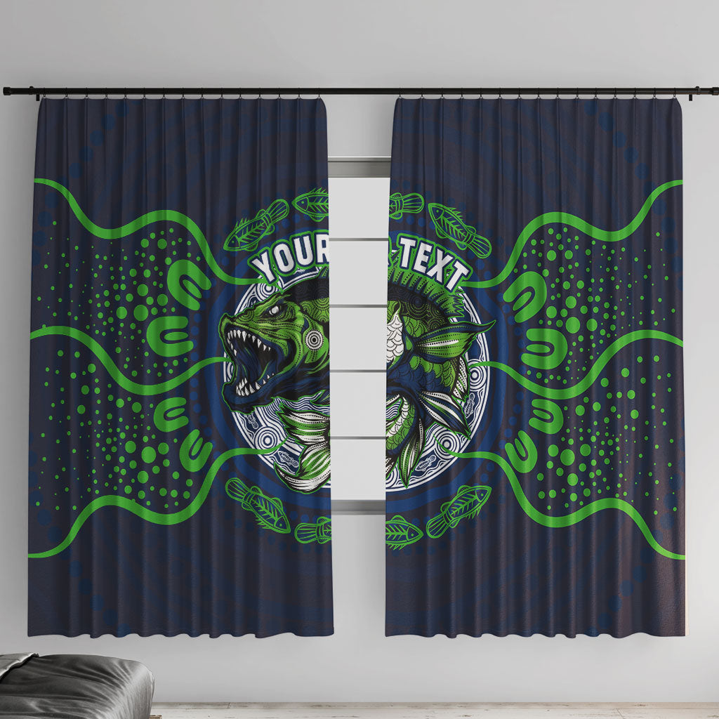 Personalised Barramundi Fishing Window Curtain Aboriginal Dot Art Fierce Fish