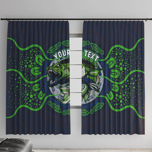 Personalised Barramundi Fishing Window Curtain Aboriginal Dot Art Fierce Fish