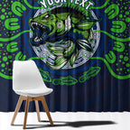 Personalised Barramundi Fishing Window Curtain Aboriginal Dot Art Fierce Fish