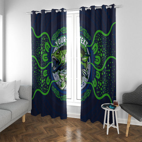 Personalised Barramundi Fishing Window Curtain Aboriginal Dot Art Fierce Fish