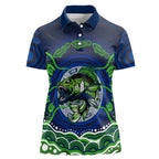 Personalised Barramundi Fishing Women Polo Shirt Aboriginal Dot Art Fierce Fish