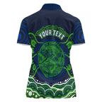 Personalised Barramundi Fishing Women Polo Shirt Aboriginal Dot Art Fierce Fish
