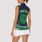 Personalised Barramundi Fishing Women Sleeveless Polo Shirt Aboriginal Dot Art Fierce Fish