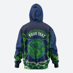Personalised Barramundi Fishing Zip Hoodie Aboriginal Dot Art Fierce Fish