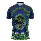 Personalised Barramundi Fishing Zipper Polo Shirt Aboriginal Dot Art Fierce Fish
