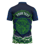 Personalised Barramundi Fishing Zipper Polo Shirt Aboriginal Dot Art Fierce Fish