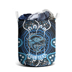 Custom Barramundi Fishing Laundry Basket Indigenous Aboriginal Dot Art Blue Fish