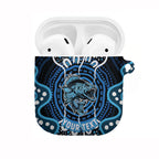 Custom Barramundi Fishing AirPods Case Indigenous Aboriginal Dot Art Blue Fish