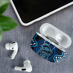 Custom Barramundi Fishing AirPods Case Indigenous Aboriginal Dot Art Blue Fish