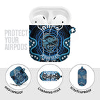 Custom Barramundi Fishing AirPods Case Indigenous Aboriginal Dot Art Blue Fish