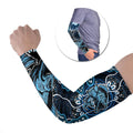 Custom Barramundi Fishing Arm Sleeves Indigenous Aboriginal Dot Art Blue Fish