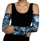 Custom Barramundi Fishing Arm Sleeves Indigenous Aboriginal Dot Art Blue Fish