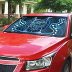 Custom Barramundi Fishing Auto Sun Shade Indigenous Aboriginal Dot Art Blue Fish
