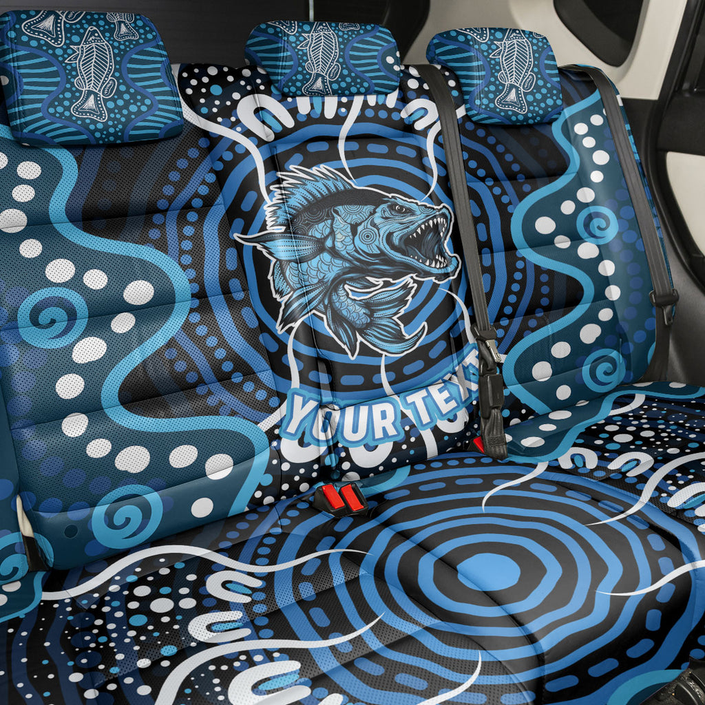 Custom Barramundi Fishing Back Car Seat Cover Indigenous Aboriginal Dot Art Blue Fish