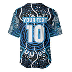 Custom Barramundi Fishing Baseball Jersey Indigenous Aboriginal Dot Art Blue Fish