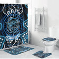 Custom Barramundi Fishing Bathroom Set Indigenous Aboriginal Dot Art Blue Fish