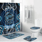 Custom Barramundi Fishing Bathroom Set Indigenous Aboriginal Dot Art Blue Fish
