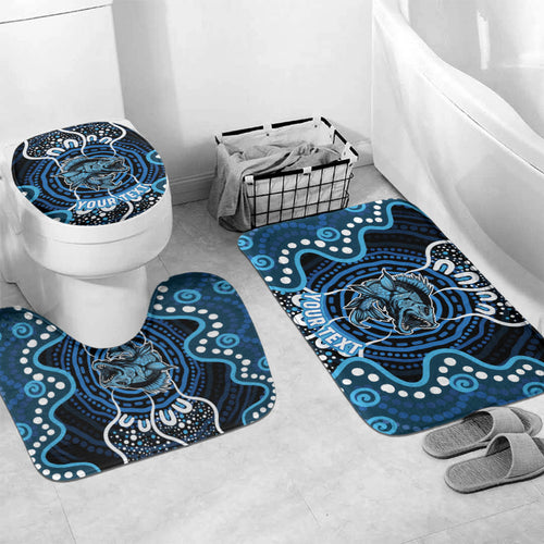 Custom Barramundi Fishing Bathroom Set Indigenous Aboriginal Dot Art Blue Fish