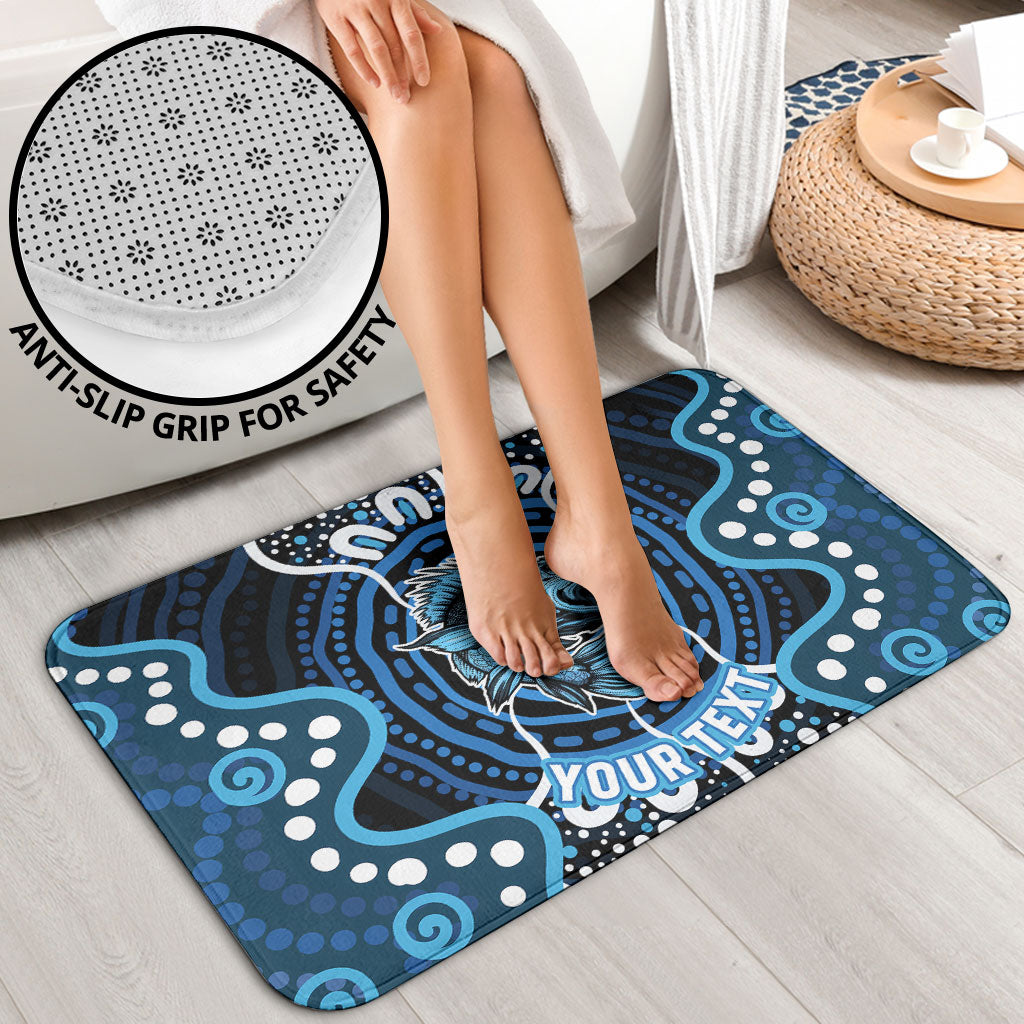 Custom Barramundi Fishing Bathroom Set Indigenous Aboriginal Dot Art Blue Fish