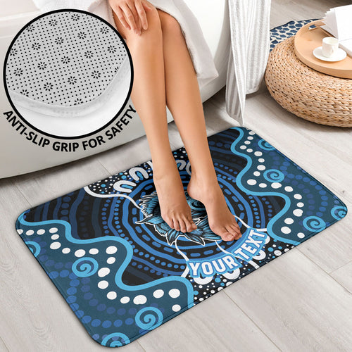 Custom Barramundi Fishing Bathroom Set Indigenous Aboriginal Dot Art Blue Fish