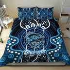 Custom Barramundi Fishing Bedding Set Indigenous Aboriginal Dot Art Blue Fish