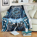 Custom Barramundi Fishing Blanket Indigenous Aboriginal Dot Art Blue Fish