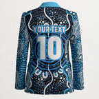 Custom Barramundi Fishing Blazer Indigenous Aboriginal Dot Art Blue Fish