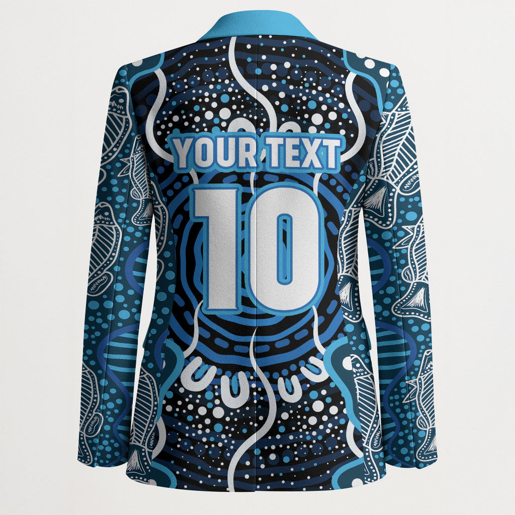 Custom Barramundi Fishing Blazer Indigenous Aboriginal Dot Art Blue Fish