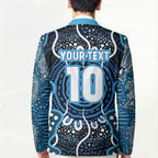 Custom Barramundi Fishing Blazer Indigenous Aboriginal Dot Art Blue Fish